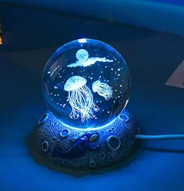 Marine Animals Crystal Ball 3D  with Resin Sphere Stand Base