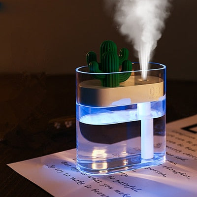 Ultrasonic Air Humidifier Clear Cactus Color Light USB Essential Oil Diffuser Car Purifier Aroma Diffusor Anion Mist Maker