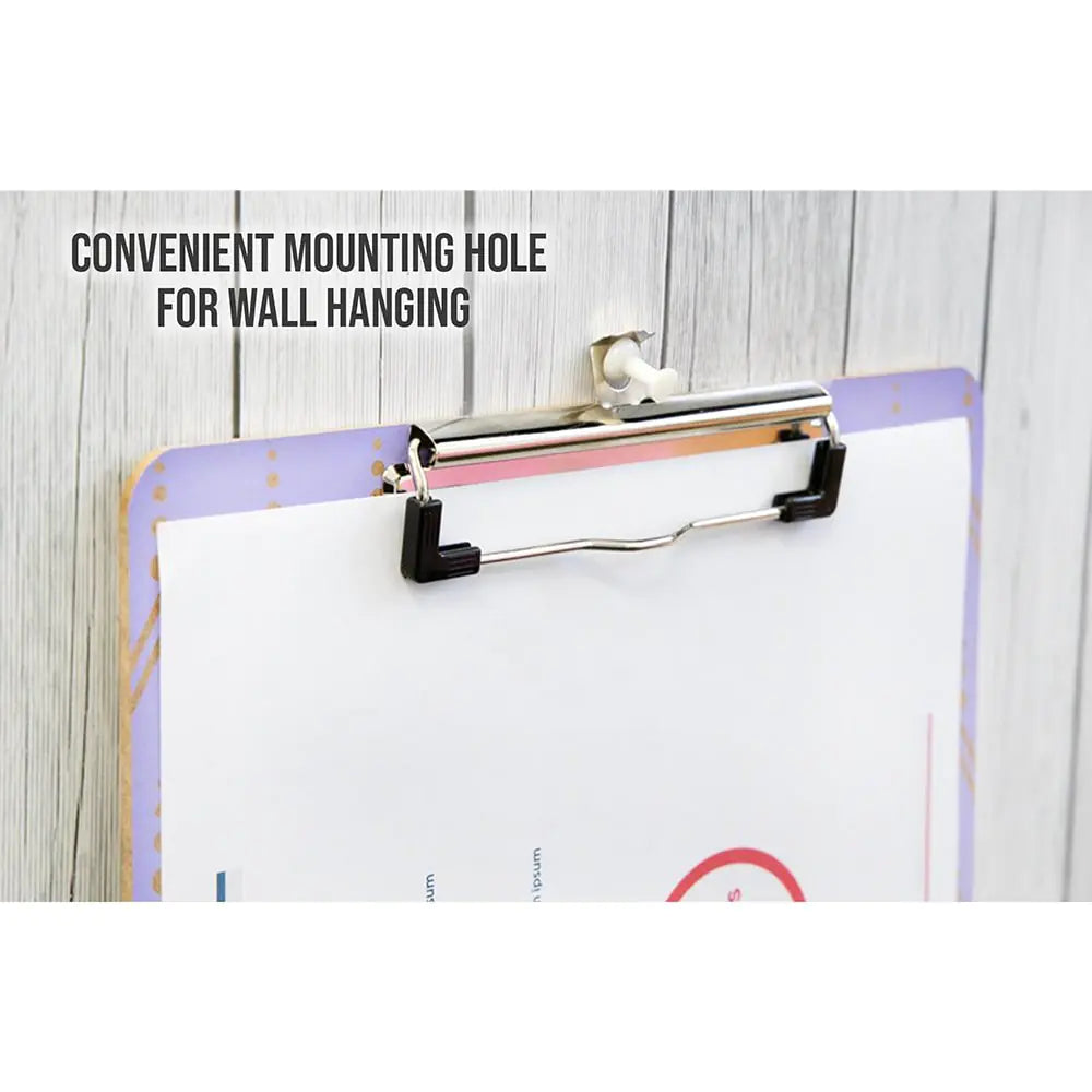 Standard Size Retro Honeycomb Hardboard Clipboard w/ Low Profile Clip - Random Color